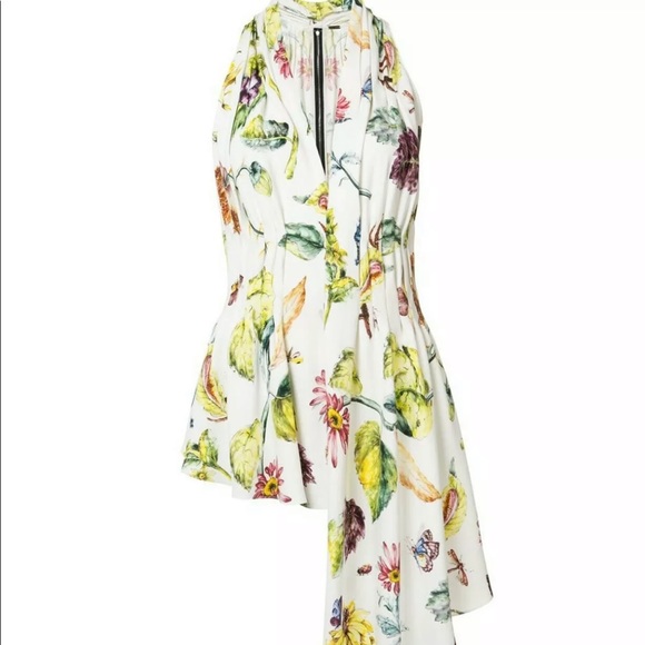 Adam Lippes Crepe Top Floral Print Asymmetrical - Picture 9 of 10